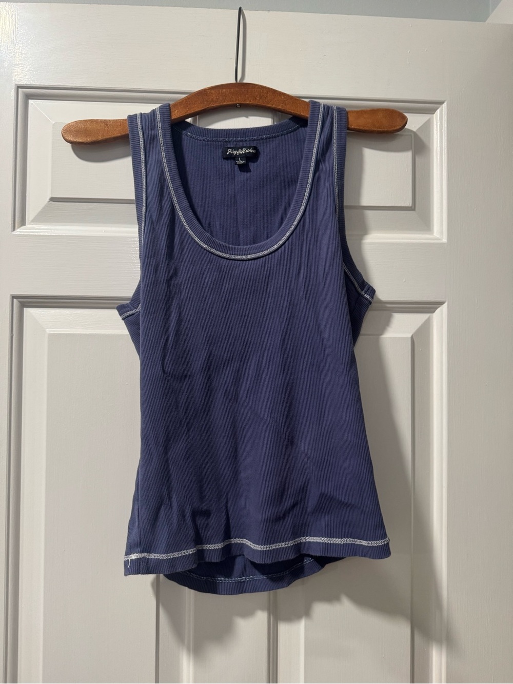 Flag and Anthem  purple blue  Tank Top with Contrast Stitching